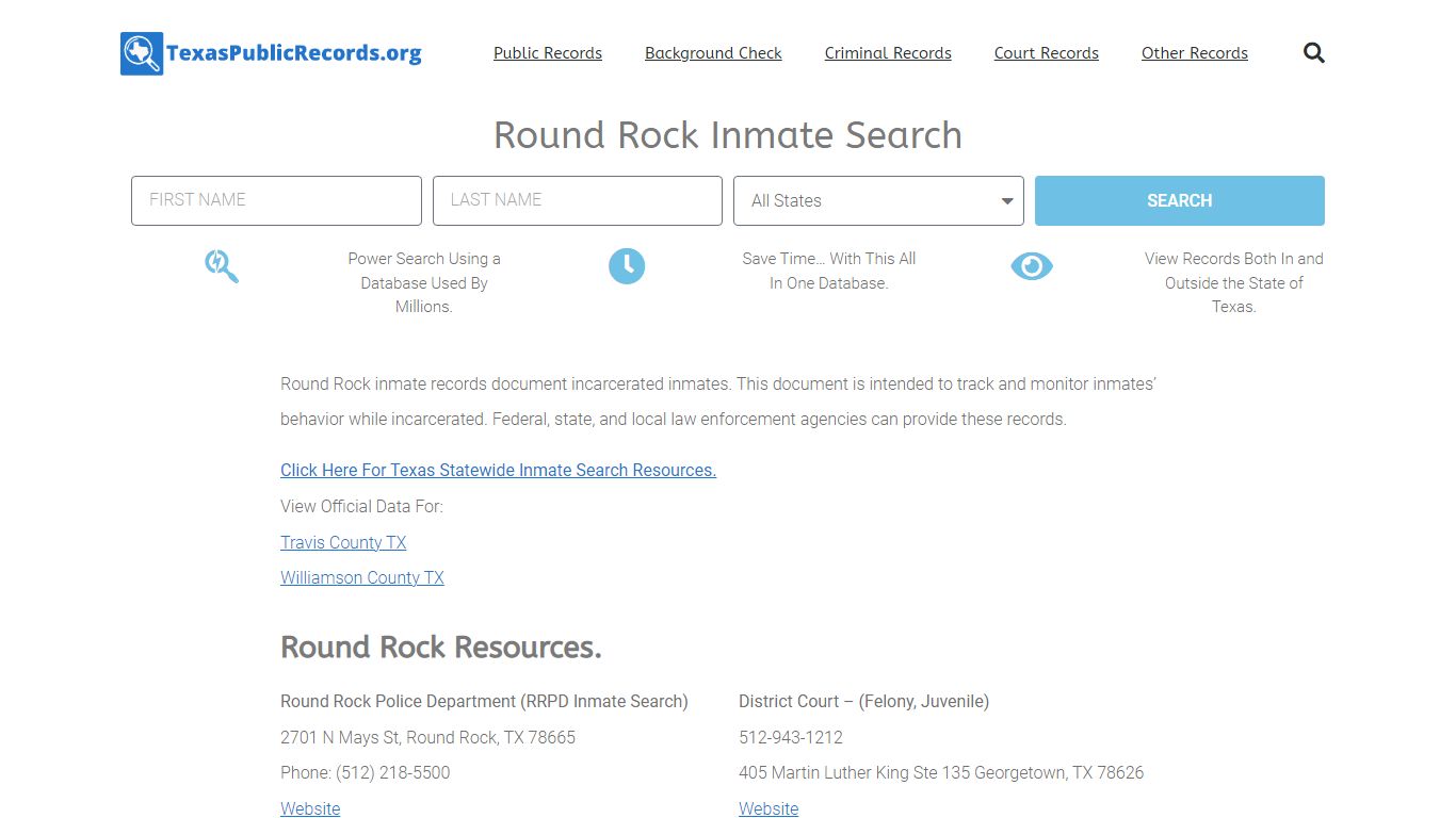 Round Rock Inmate Search - RRPD Current & Past Jail Records
